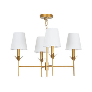LightFixturesUSA - French Country 4 - Light Fabric Round Candle Style Chandelier - Chandelier - Brass - 