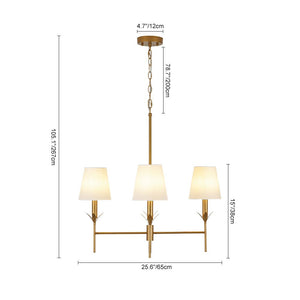 LightFixturesUSA - French Country 4 - Light Fabric Round Candle Style Chandelier - Chandelier - Brass - 