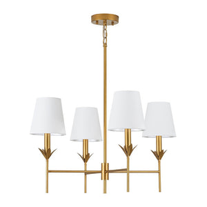 LightFixturesUSA - French Country 4 - Light Fabric Round Candle Style Chandelier - Chandelier - Brass - 