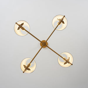 LightFixturesUSA - French Country 4 - Light Fabric Round Candle Style Chandelier - Chandelier - Brass - 