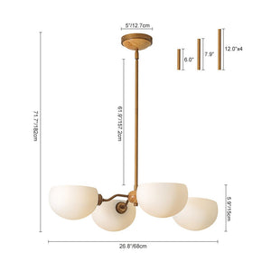 LightFixturesUSA - French Country 4 - Light Frosted Glass Round Sputnik Chandelier - Chandelier - Brass - 