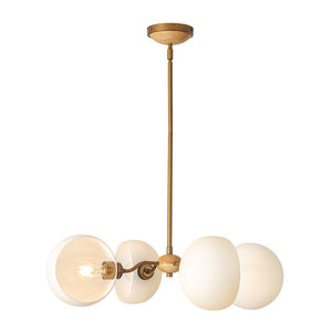 LightFixturesUSA - French Country 4 - Light Frosted Glass Round Sputnik Chandelier - Chandelier - Brass - 