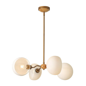 LightFixturesUSA - French Country 4 - Light Frosted Glass Round Sputnik Chandelier - Chandelier - Brass - 