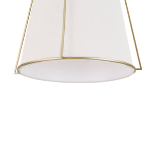 LightFixturesUSA-French Country 4-Light Ivory Linen Conical Drum Cage Pendant-Ceiling Light-19.7 in-