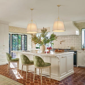 LightFixturesUSA-French Country 4-Light Ivory Linen Conical Drum Cage Pendant-Ceiling Light-19.7 in-