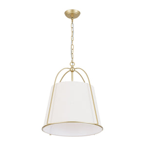 LightFixturesUSA-French Country 4-Light Ivory Linen Conical Drum Cage Pendant-Ceiling Light-19.7 in-