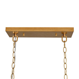 LightFixturesUSA - French Country 5 - Light Fabric Shade Candle Linear Island Chandelier - Chandelier - Brass - 