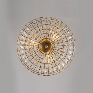 LightFixturesUSA-French Country Antique Round Crystal Cage Semi Flush Mount-Chandelier-15.7 in-