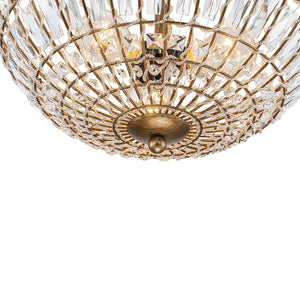 LightFixturesUSA-French Country Antique Round Crystal Cage Semi Flush Mount-Chandelier-15.7 in-