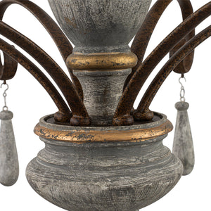 LightFixturesUSA-French Country Antique Weathered Wood Candle Chandelier-Chandelier-22.6 in-
