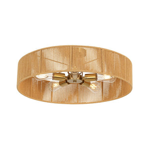 LightFixturesUSA - French Country Brown Woven Rope Wide Drum Semi Flush Chandelier - Chandelier - 23.6 in - 