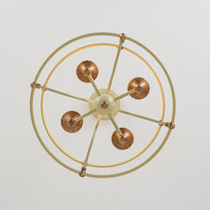 LightFixturesUSA-French Country Distressed Beige Metal Drum Candle Cage Pendant-Chandelier-15.7 in-