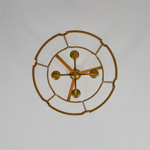 LightFixturesUSA-French Country Distressed Gold Candle Style Cylinder Lantern Chandelier-Chandelier-Gold-