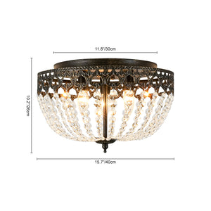 LightFixturesUSA-French Country Empire Draped Crystal Cage Semi Flush Mount-Ceiling Light-15.7 in-
