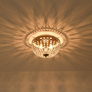 LightFixturesUSA-French Country Empire Draped Crystal Cage Semi Flush Mount-Ceiling Light-15.7 in-