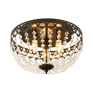 LightFixturesUSA-French Country Empire Draped Crystal Cage Semi Flush Mount-Ceiling Light-15.7 in-