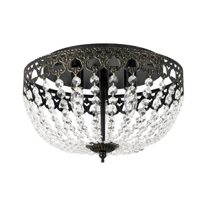 LightFixturesUSA-French Country Empire Draped Crystal Cage Semi Flush Mount-Ceiling Light-15.7 in-