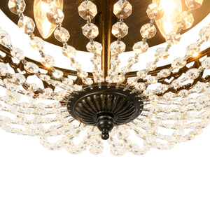 LightFixturesUSA-French Country Empire Draped Crystal Cage Semi Flush Mount-Ceiling Light-15.7 in-