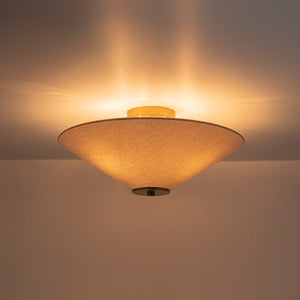 LightFixturesUSA - French Country Ivory Linen Conical Cage Semi Flush Mount - Ceiling Light - 17.7 in - 