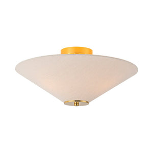 LightFixturesUSA - French Country Ivory Linen Conical Cage Semi Flush Mount - Ceiling Light - 17.7 in - 