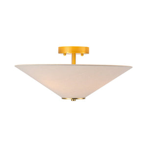LightFixturesUSA - French Country Ivory Linen Conical Cage Semi Flush Mount - Ceiling Light - 17.7 in - 