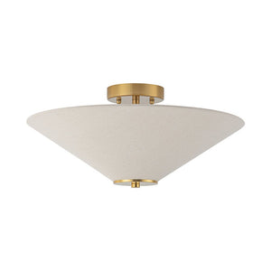 LightFixturesUSA - French Country Ivory Linen Conical Cage Semi Flush Mount - Ceiling Light - 17.7 in - 