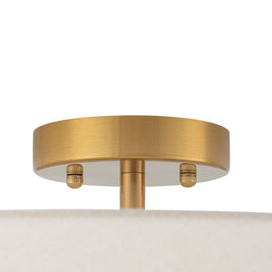 LightFixturesUSA - French Country Ivory Linen Conical Cage Semi Flush Mount - Ceiling Light - 17.7 in - 
