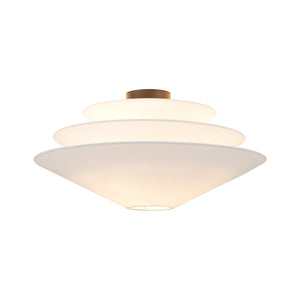 LightFixturesUSA-French Country Tiered White Fabric Conical Cage Chandelier-Ceiling Light-23.6 in-