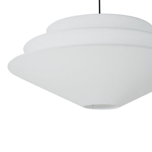 LightFixturesUSA-French Country Tiered White Fabric Conical Cage Chandelier-Ceiling Light-23.6 in-