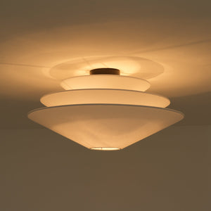 LightFixturesUSA-French Country Tiered White Fabric Conical Cage Chandelier-Ceiling Light-23.6 in-