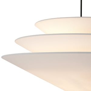 LightFixturesUSA-French Country Tiered White Fabric Conical Cage Chandelier-Ceiling Light-23.6 in-