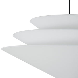 LightFixturesUSA-French Country Tiered White Fabric Conical Cage Chandelier-Ceiling Light-23.6 in-