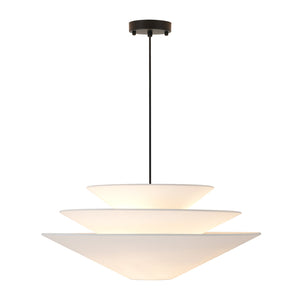 LightFixturesUSA-French Country Tiered White Fabric Conical Cage Chandelier-Ceiling Light-23.6 in-