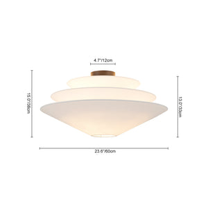 LightFixturesUSA-French Country Tiered White Fabric Conical Cage Chandelier-Ceiling Light-23.6 in-