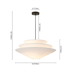 LightFixturesUSA-French Country Tiered White Fabric Conical Cage Chandelier-Ceiling Light-23.6 in-