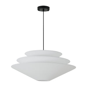 LightFixturesUSA-French Country Tiered White Fabric Conical Cage Chandelier-Ceiling Light-23.6 in-