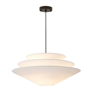 LightFixturesUSA-French Country Tiered White Fabric Conical Cage Chandelier-Ceiling Light-23.6 in-