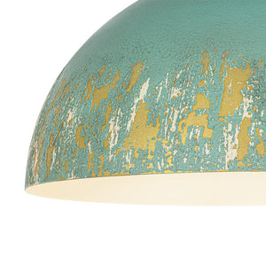 LightFixturesUSA - French Country Weathered Gilded Patina Teal Dome Flush Mount - Pendant Light - 13.8 in - 