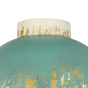 LightFixturesUSA - French Country Weathered Gilded Patina Teal Dome Flush Mount - Pendant Light - 13.8 in - 