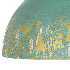LightFixturesUSA - French Country Weathered Gilded Patina Teal Dome Flush Mount - Pendant Light - 13.8 in - 