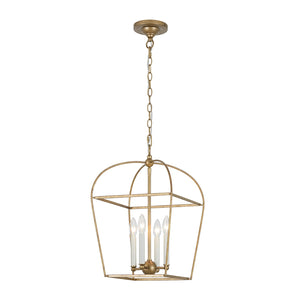 LightFixturesUSA-French Distressed Gold Candle Arch Square Lantern Chandelier-Chandelier-Gold-