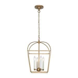 LightFixturesUSA-French Distressed Gold Candle Arch Square Lantern Chandelier-Chandelier-Gold-