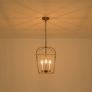 LightFixturesUSA-French Distressed Gold Candle Arch Square Lantern Chandelier-Chandelier-Gold-