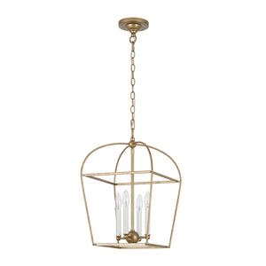 LightFixturesUSA-French Distressed Gold Candle Arch Square Lantern Chandelier-Chandelier-Gold-