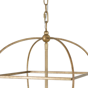 LightFixturesUSA-French Distressed Gold Candle Arch Square Lantern Chandelier-Chandelier-Gold-