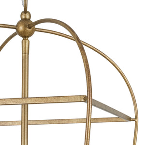 LightFixturesUSA-French Distressed Gold Candle Arch Square Lantern Chandelier-Chandelier-Gold-