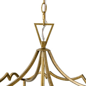 LightFixturesUSA - French Distressed Gold Candle Square Lantern Chandelier - Chandelier - 17.3 in - 