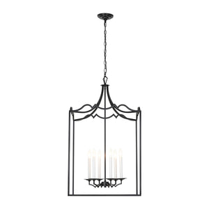 LightFixturesUSA-French Distressed Gold Candle Square Lantern Chandelier-Chandelier-21.7 in/Black-