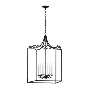 LightFixturesUSA-French Distressed Gold Candle Square Lantern Chandelier-Chandelier-21.7 in/Black-