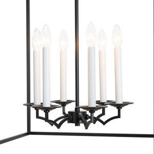 LightFixturesUSA-French Distressed Gold Candle Square Lantern Chandelier-Chandelier-21.7 in/Black-